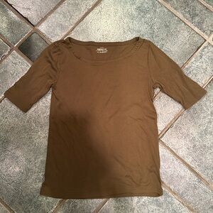 J Crew Women's All Cotton Perfect Fit short Sleeve -shirt, Olive Green, M